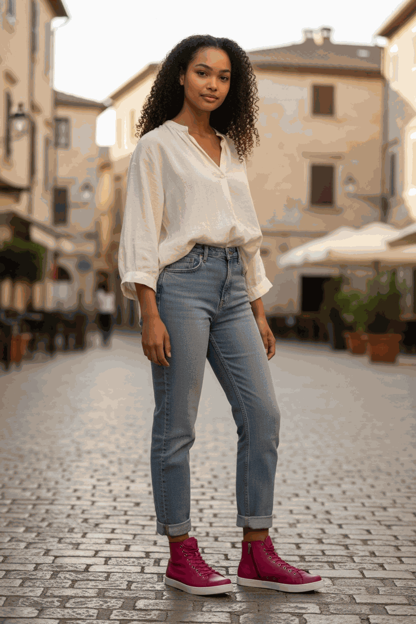 Elevate Your Style with Keila Women's Leather High-Top Sneakers