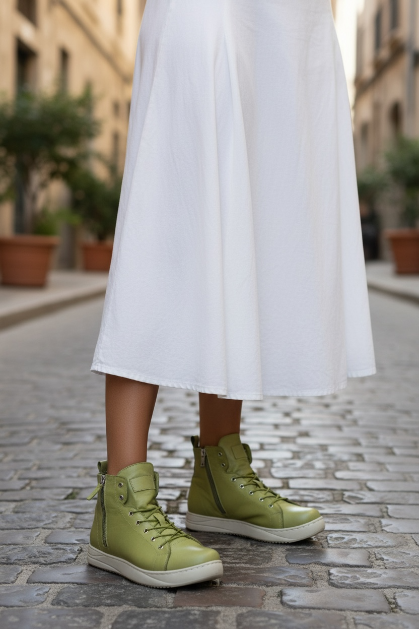 Carine– Women’s Leather High-Top Sneakers - J-bloomshoes